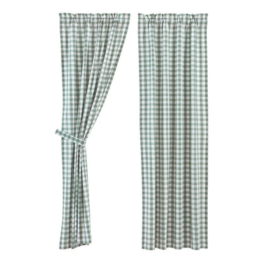 Annie Buffalo Green Check Short Panel Curtain Set of 2 84